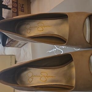 Beige platform shoes